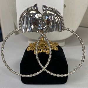 Amazing large Trojan horse hoop earrings